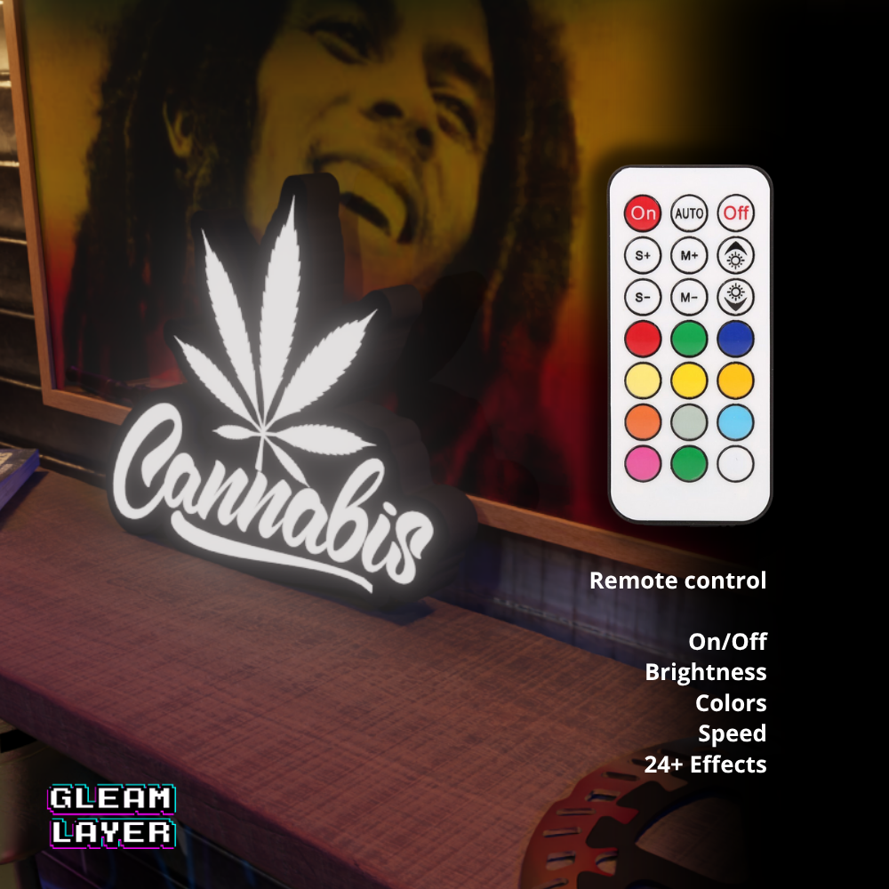 Cannabis Leaf Lightbox Rgb Sign for Stoners, Weed Room, Led 420 Decor