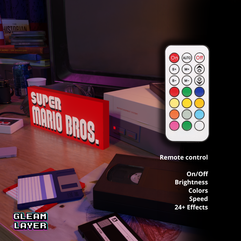 Super Mario Bros Led Retro Logo Gaming Light Sign
