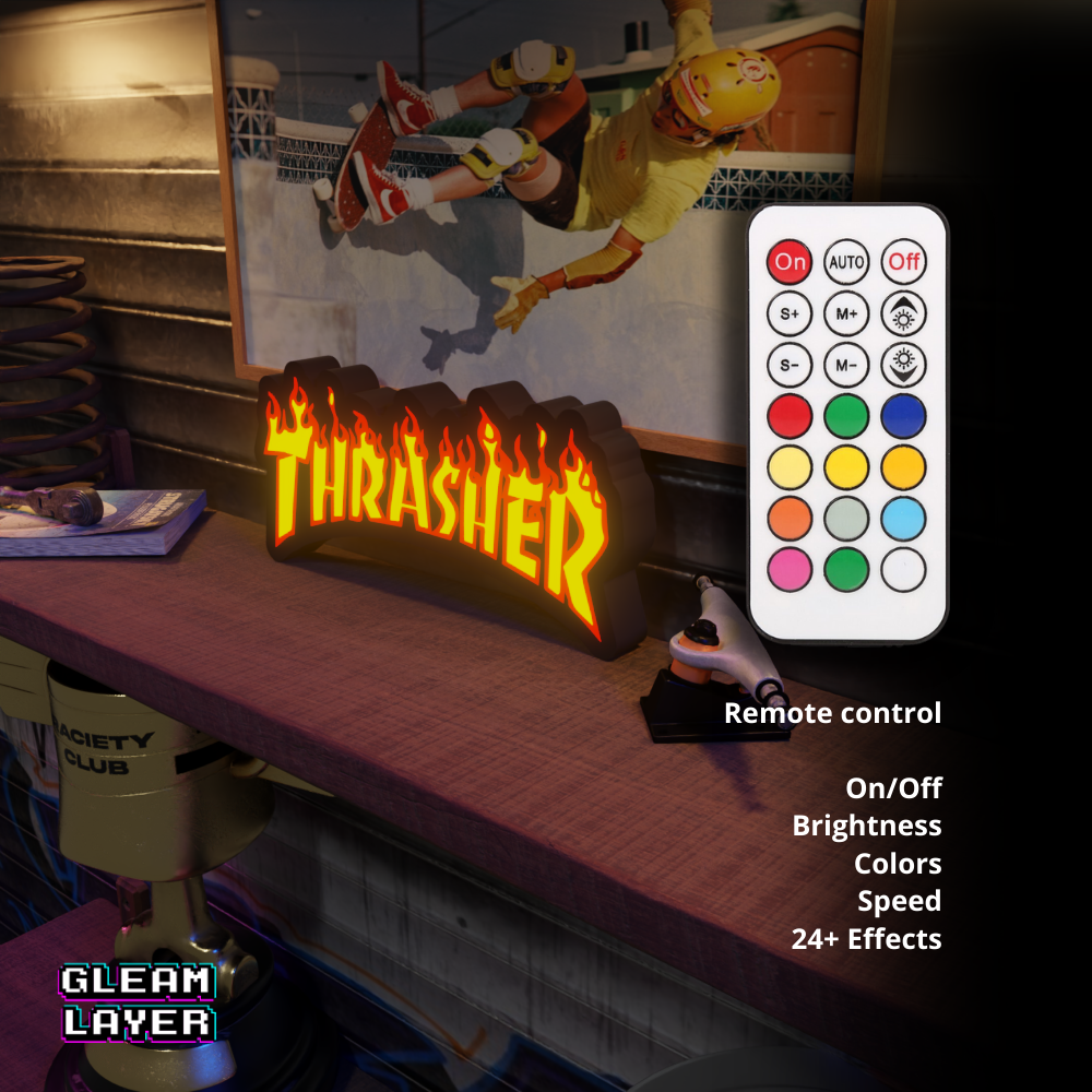Thrasher Fire Led Lightbox Rgb Light Sign