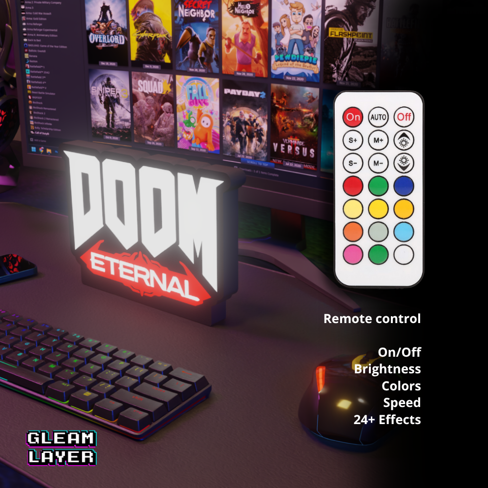 Doom Eternal Logo Led Gaming RGB Light Sign