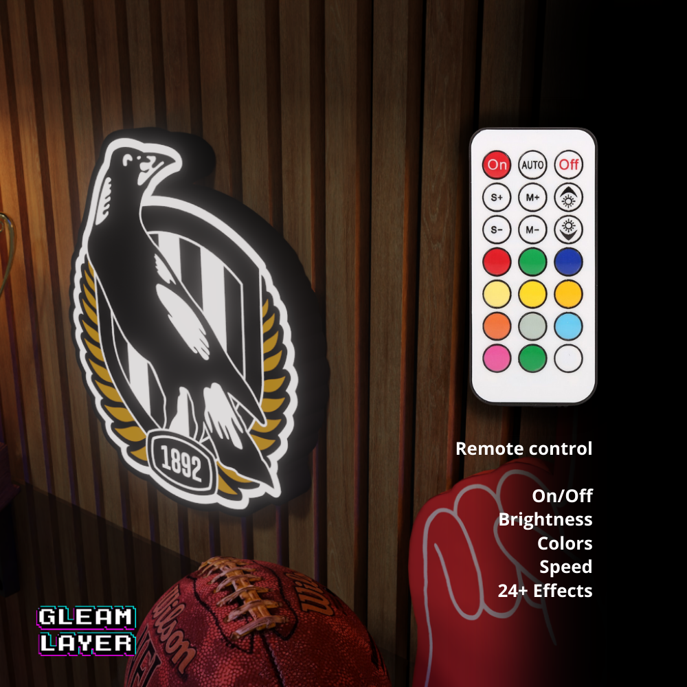 Collingwood Magpies AFL Logo LED RGB Wall Display Light Sign