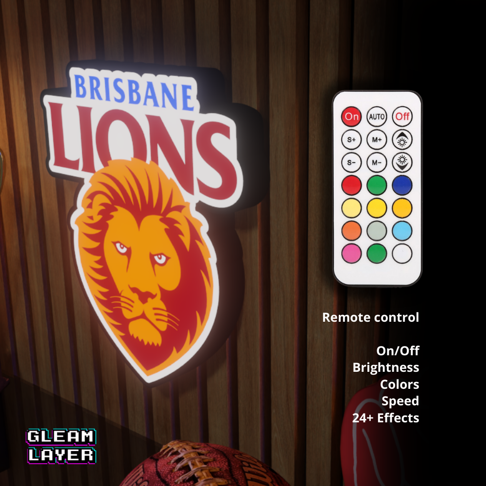 Brisbane Lions AFL Logo LED RGB Wall Display Light Sign