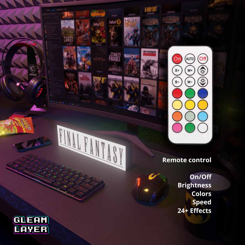 Final Fantasy Led Logo Gaming Light Sign
