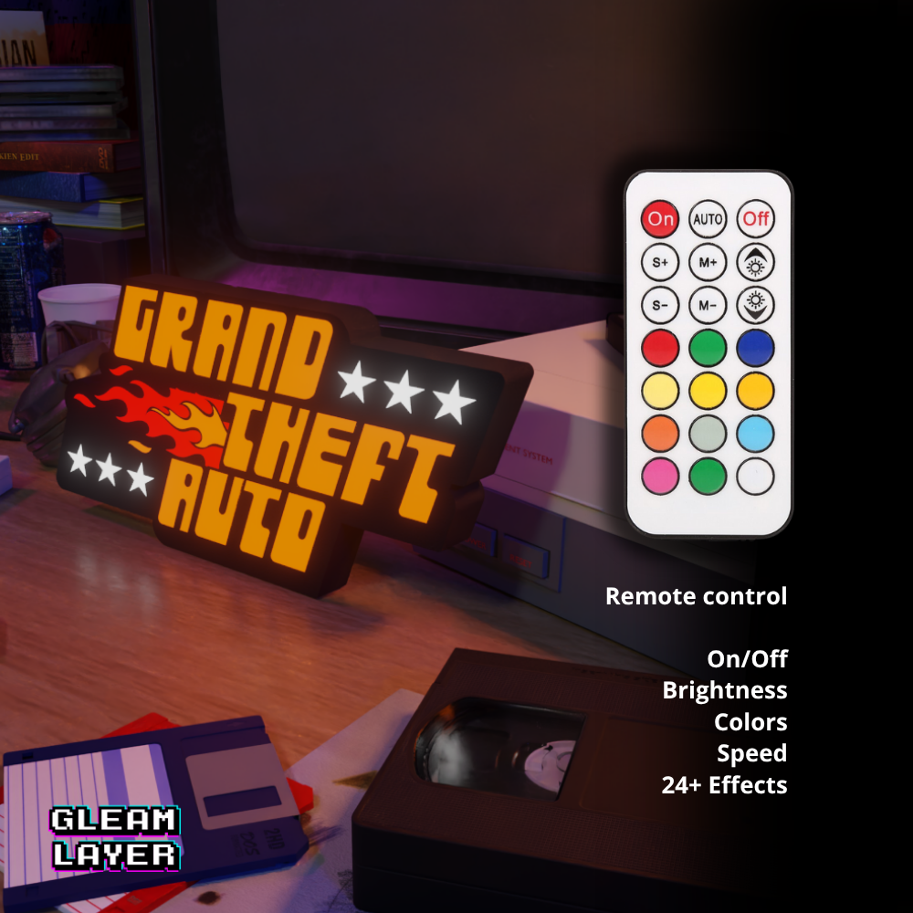 GTA Grand Theft Auto 1997 Logo Led Retro Gaming Light Sign