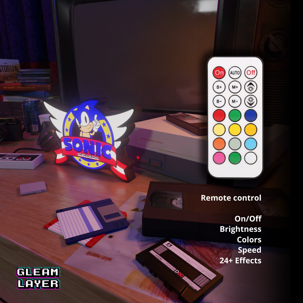 Sonic The hedgehog Retro Logo Led Gaming Light Sign