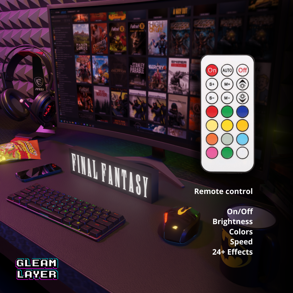 Final Fantasy Led Gaming RGB Light Sign