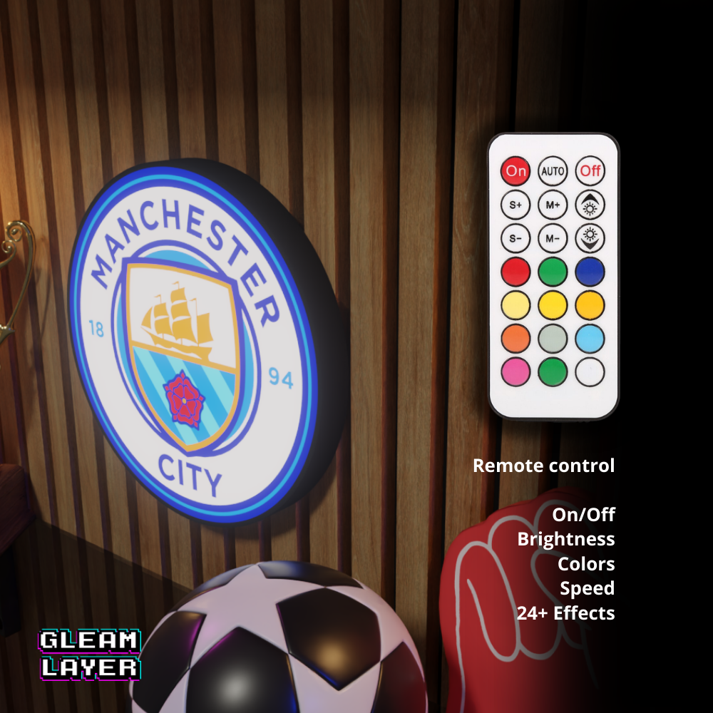 Manchester City FC Logo Led RGB Wall Display Light Sign