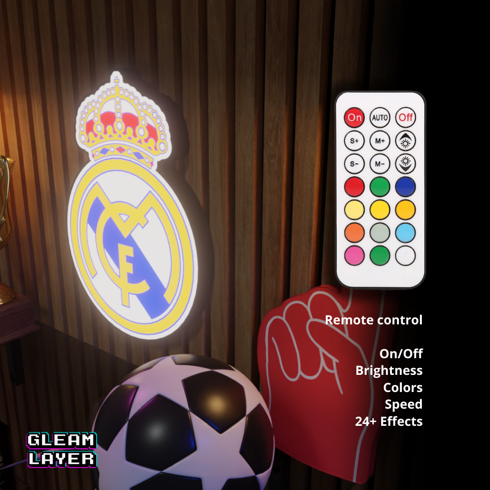 Real Madrid CF Logo Led RGB Wall Display Light Sign