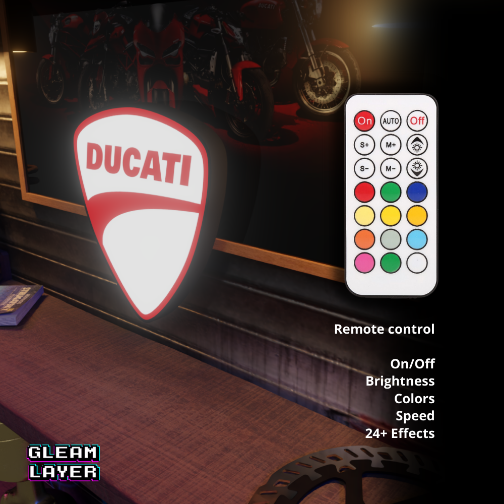 Ducati Motorcycles Logo Led RGB Wall Light Sign