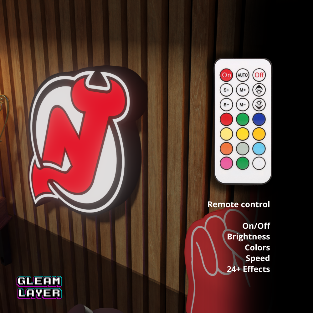 New Jersey Devils Led Light Box NHL Sports Bar Light Display Wall Sign