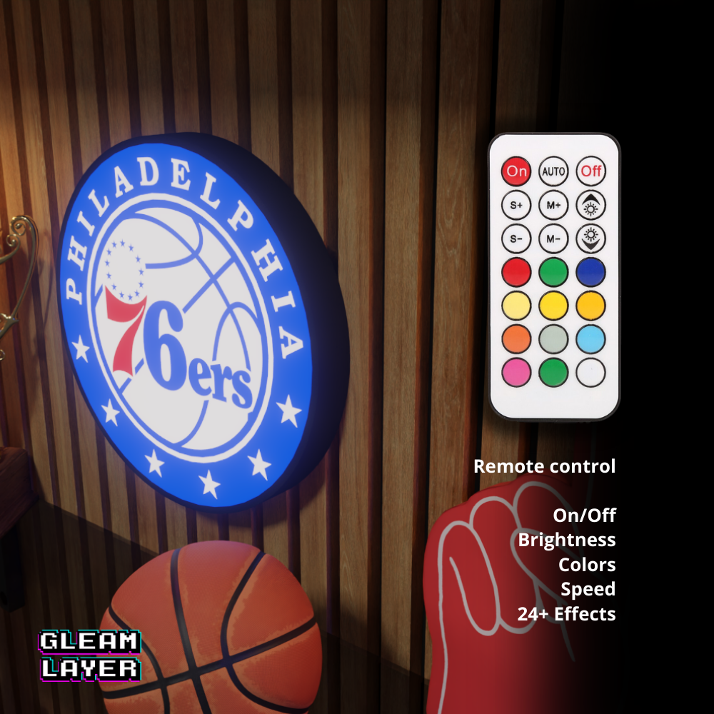 Philadelphia 76ers Led Light Box NBA Sports Bar Light Display Wall Sign