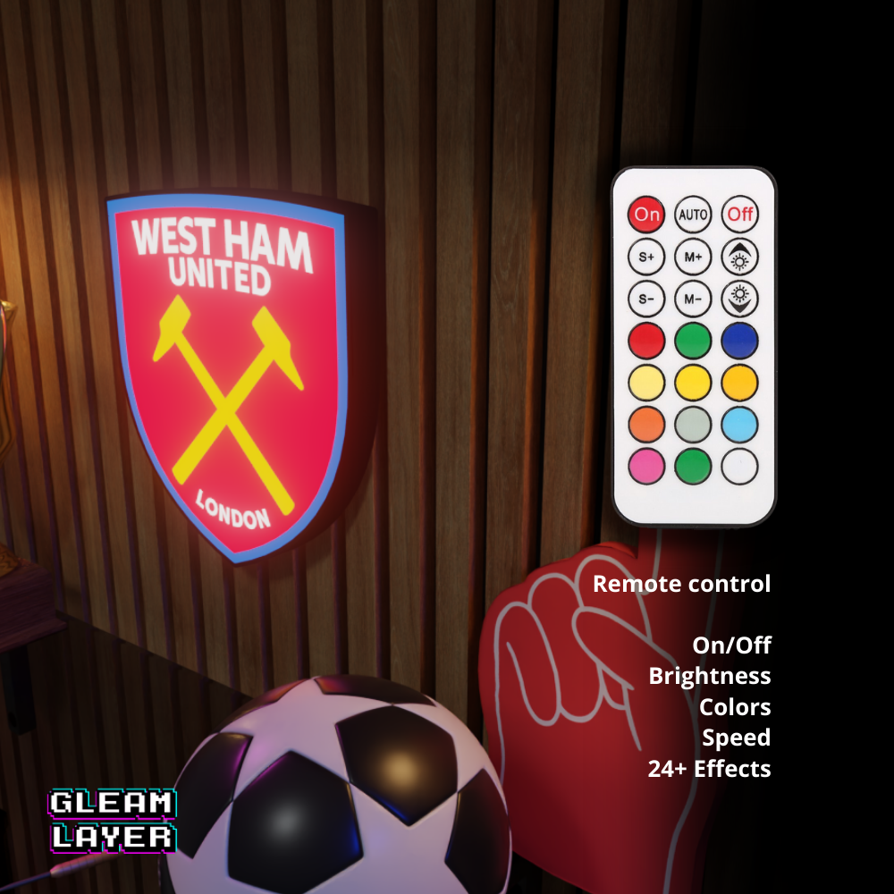 West Ham United F.C. Logo Led RGB Wall Display Light Sign