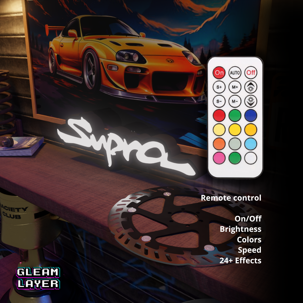 Toyota Supra Wall Mount Led Lightbox Rgb Light Sign