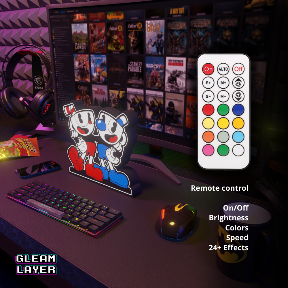 Cuphead Led Gaming RGB Light Sign