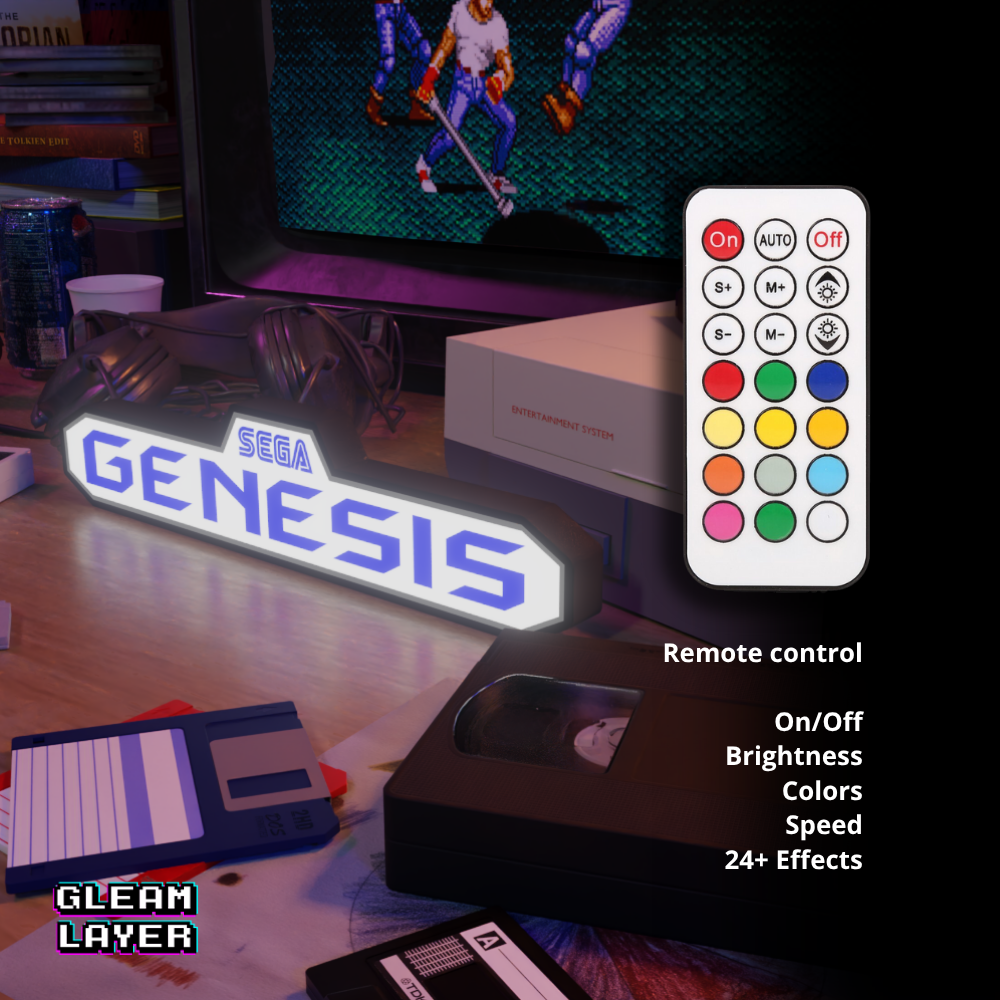 Sega Genesis Logo Retro Gaming Lightbox Led Light Sign