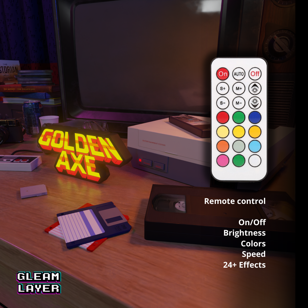 Golden Axe Retro Game Sign Led Gaming Lightbox RGB Lamp