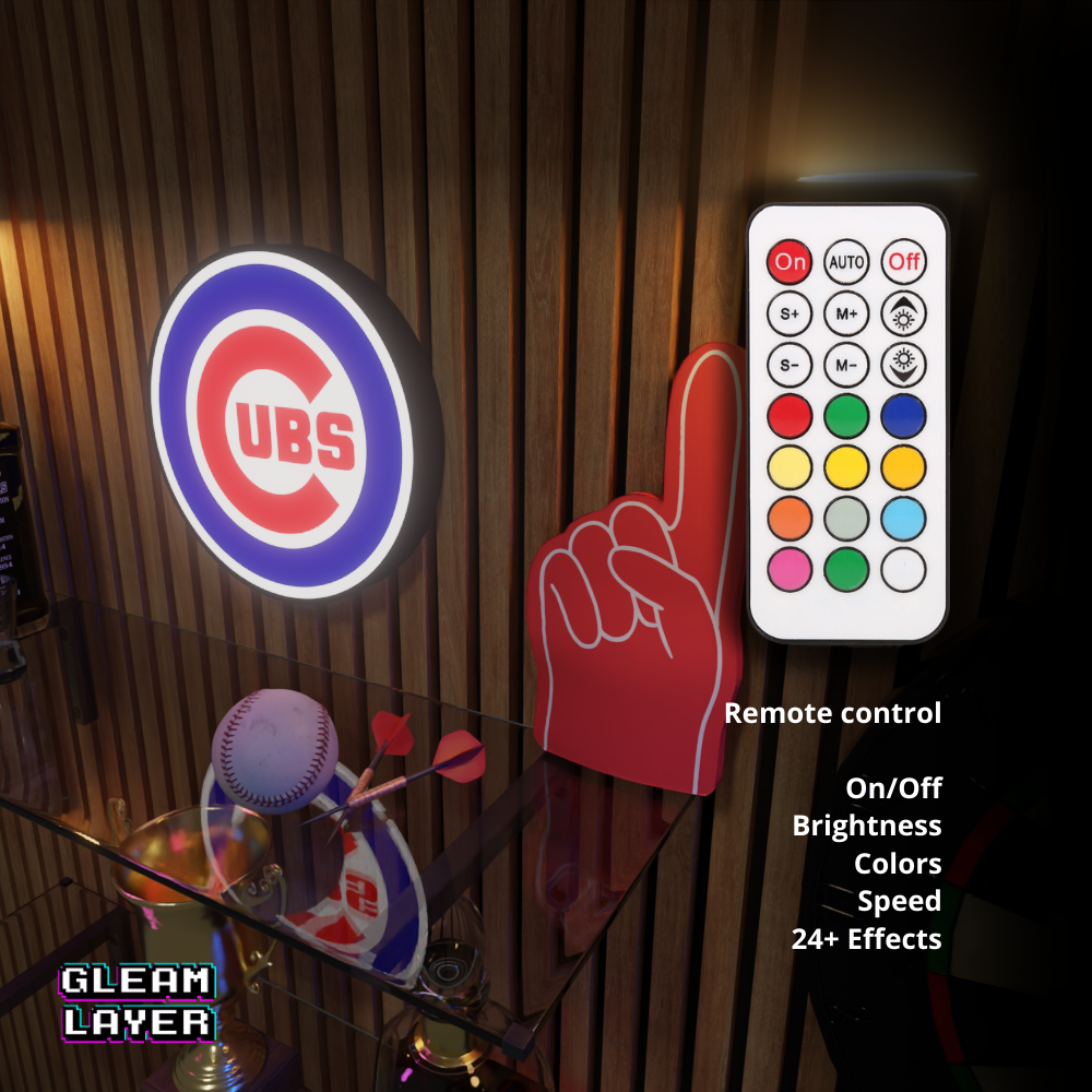 Chicago Cubs Led Light Box MLB Sports Bar Major League Baseball Wall Sign