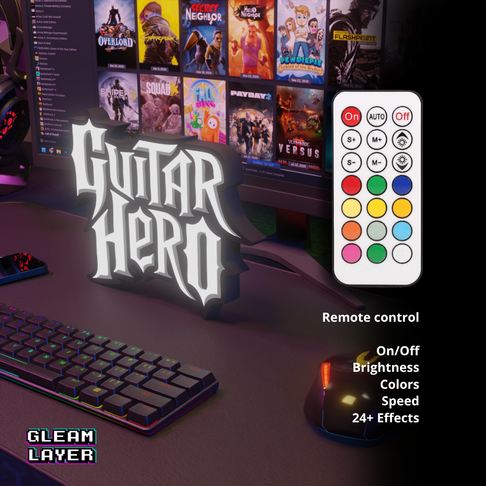 Guitar Hero Led Gaming Light Sign