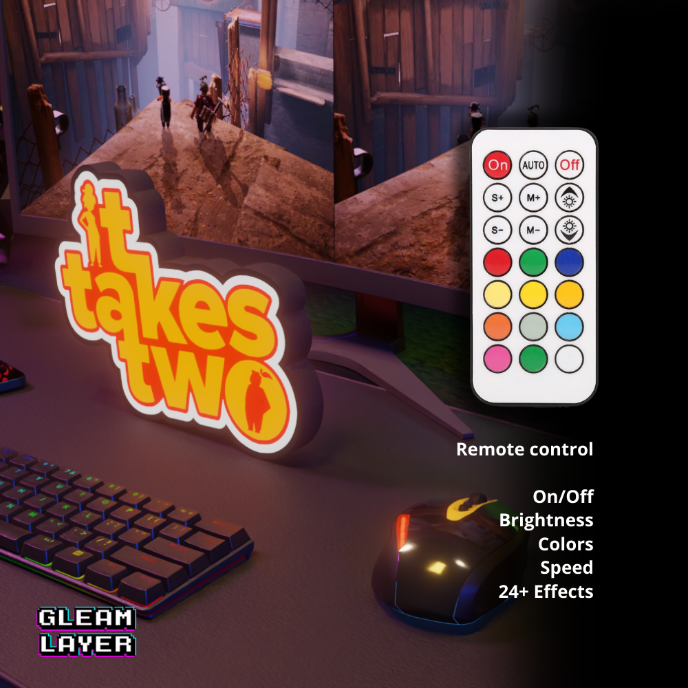 It Takes Two Gaming Lightbox Led Light Sign
