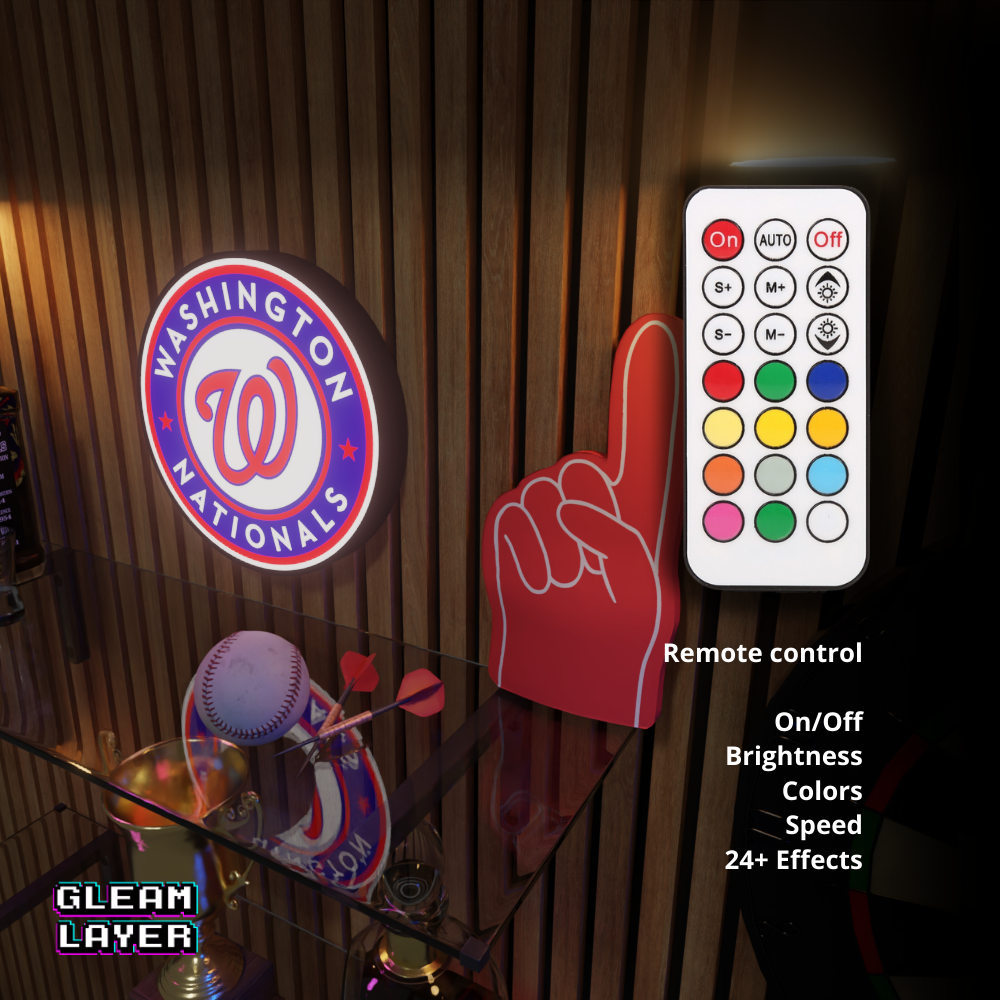 Washington Nationals Led Light Box MLB Sports Bar Major League Baseball Wall Sign