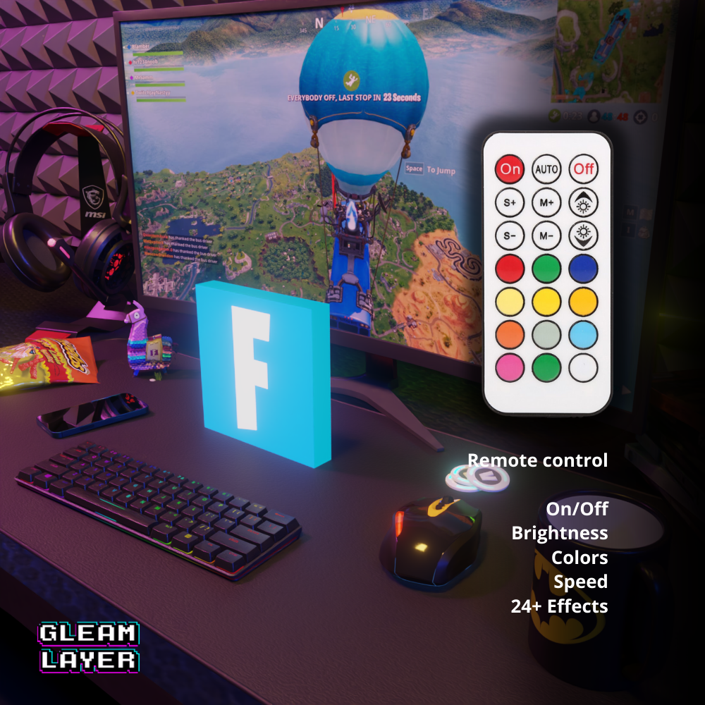Fortnite Blue Logo Led Gaming Light Sign