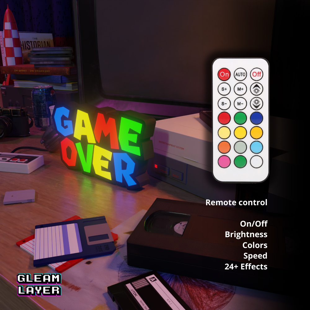 Game Over Super Mario Style Led Gaming Light RGB Sign