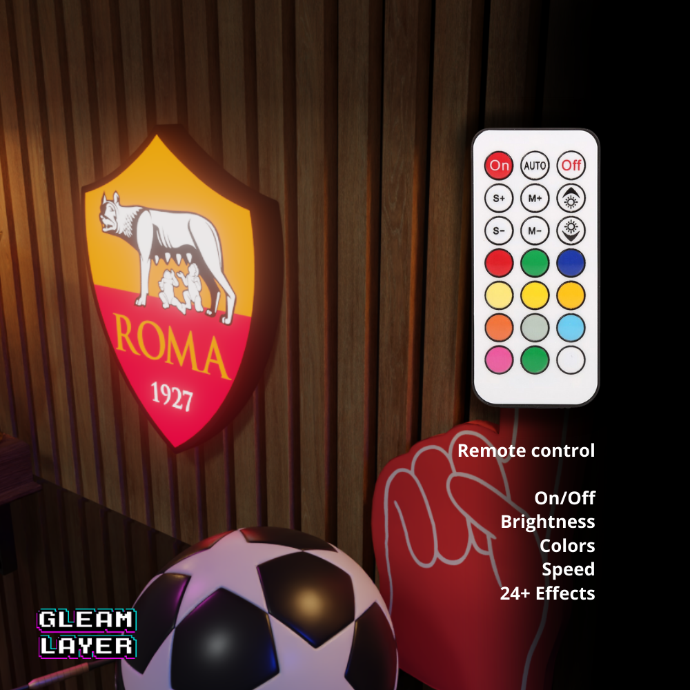 AS Roma Logo Led RGB Wall Display Light Sign