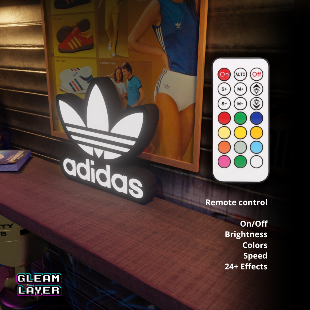 Adidas Vintage Logo Led Lightbox Rgb Light Sign