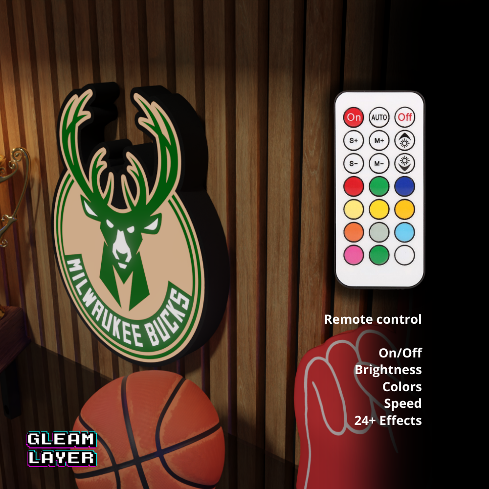 Milwaukee Bucks Led Light Box NBA Sports Bar Light Display Wall Sign