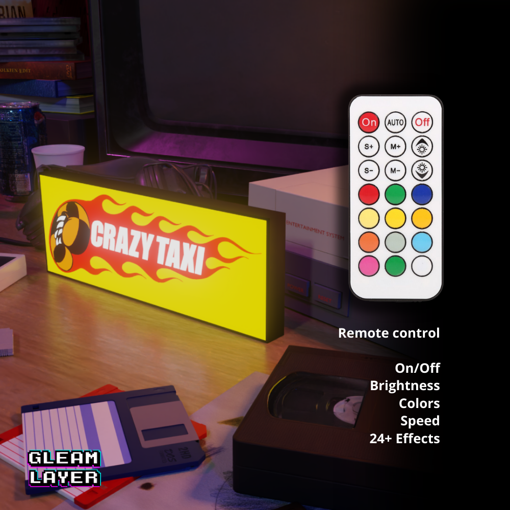 Crazy Taxi Arcade Gaming Lightbox Led Light Sign
