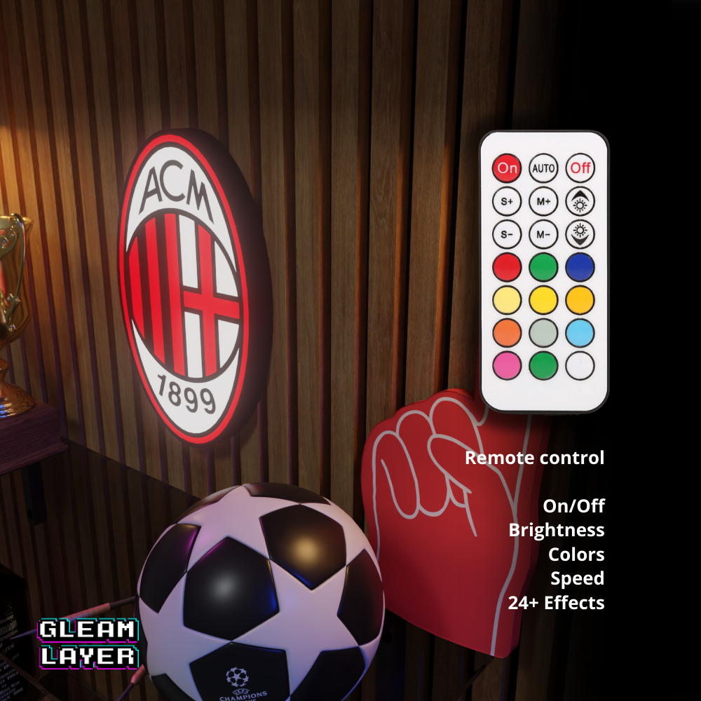 AC Milan Logo Led RGB Wall Display Light Sign