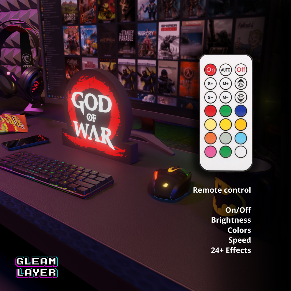 God of War Logo Led Gaming RGB Light Sign
