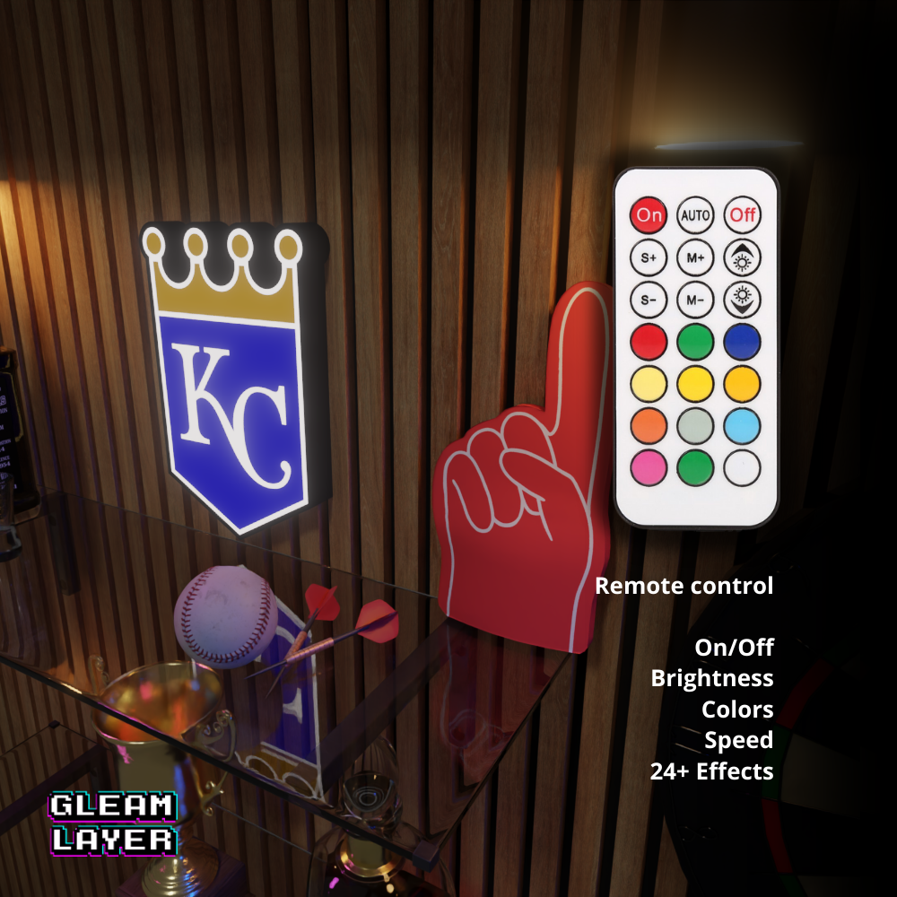 Kansas City Royals Led Light Box MLB Sports Bar Major League Baseball Wall Sign