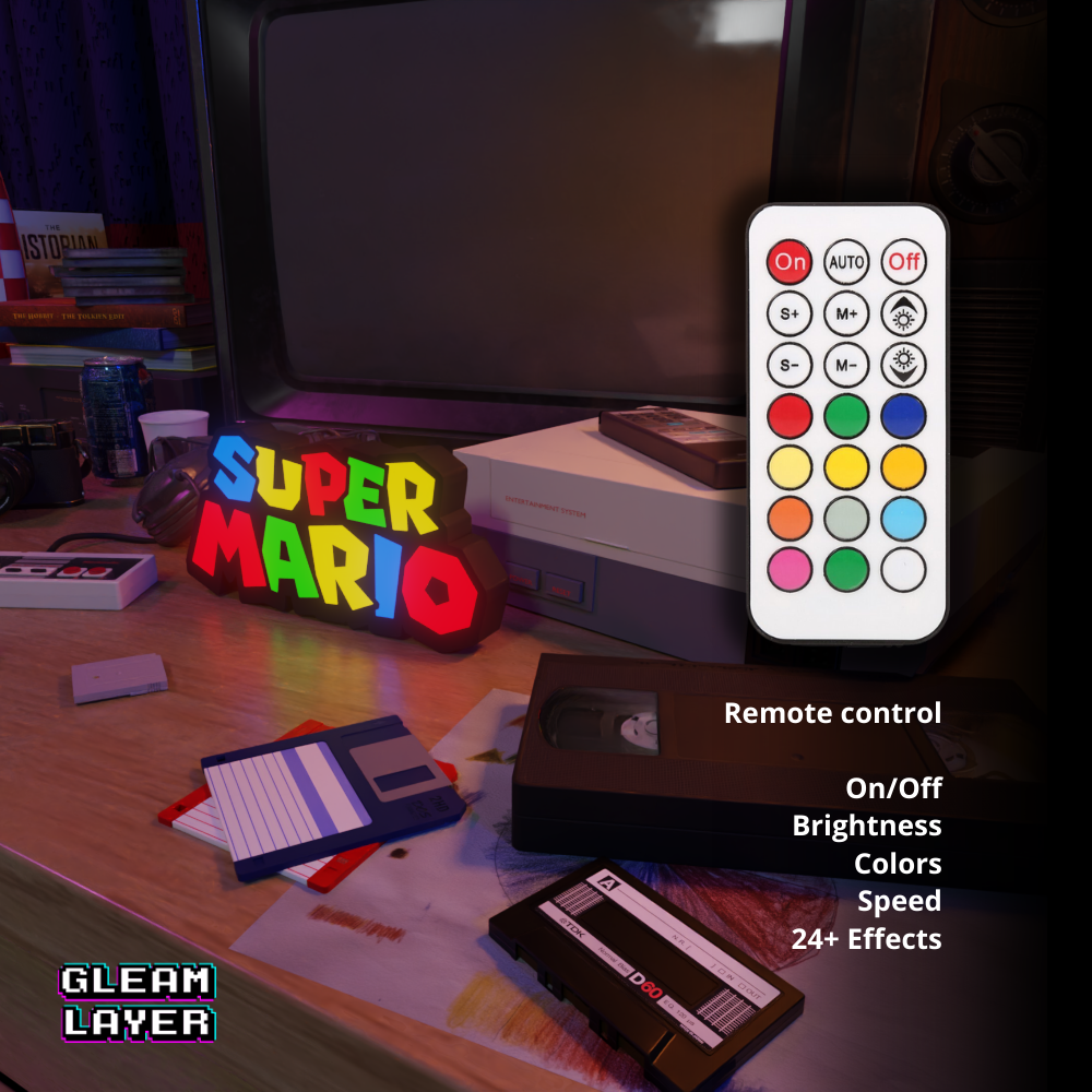 Super Mario Led Retro Logo Gaming Light Sign