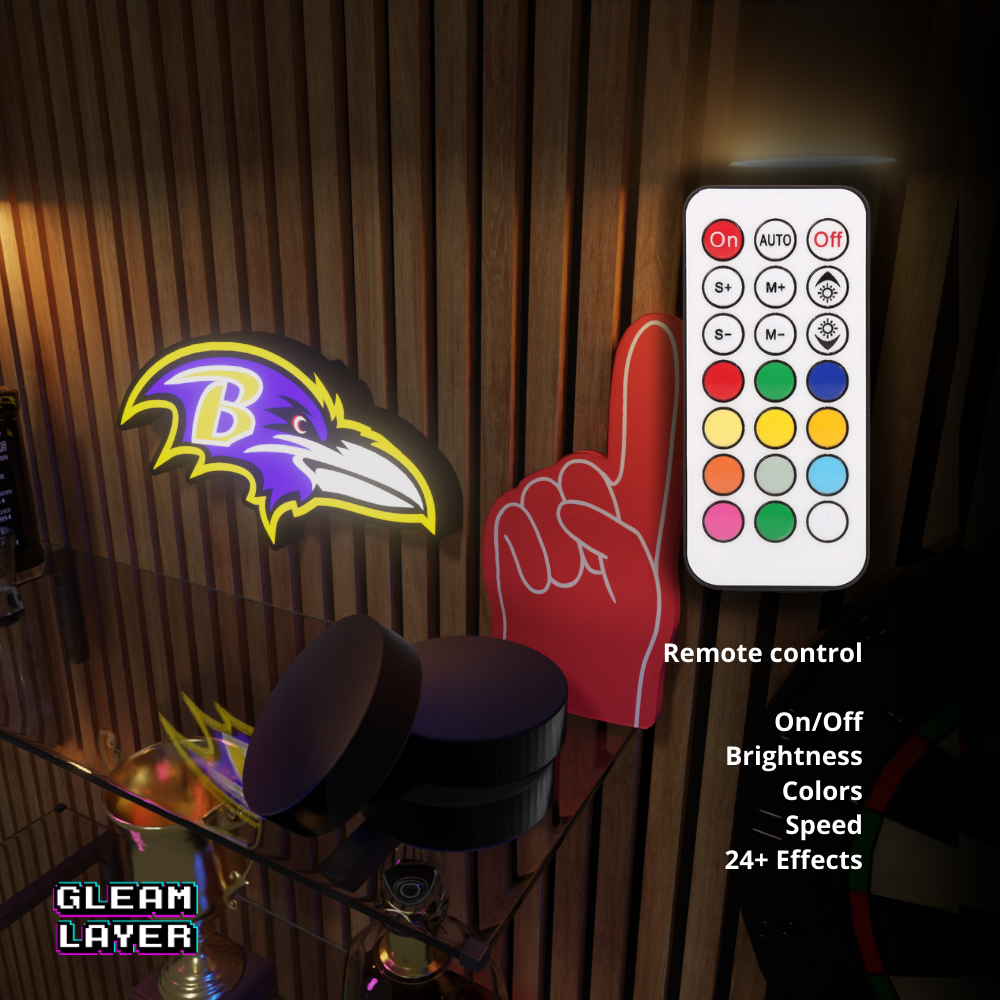 Baltimore Ravens Led Light Box AFC Team NFL National Football League Display Wall Sign