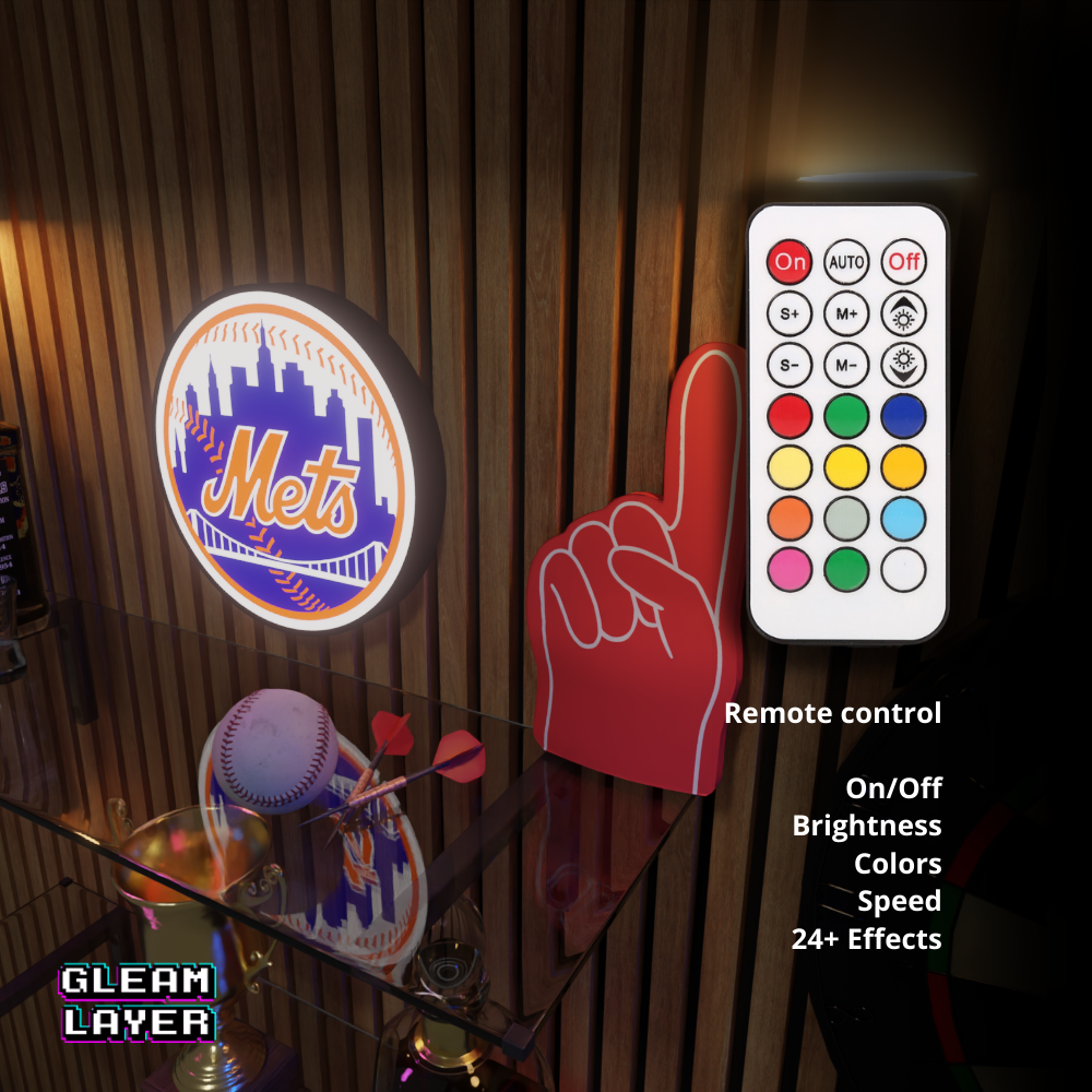 New York Mets Led Light Box MLB Sports Bar Major League Baseball Wall Sign