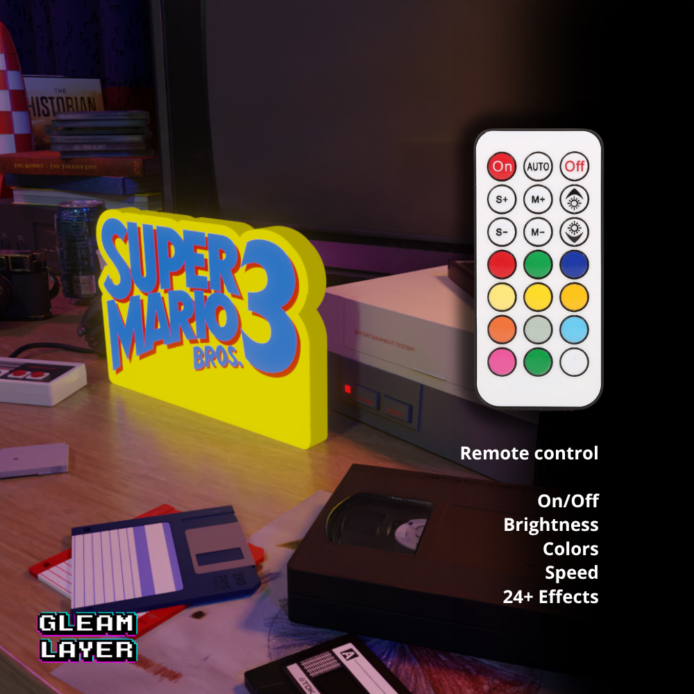 Super Mario Bros 3 Led Retro Logo Gaming Light Sign