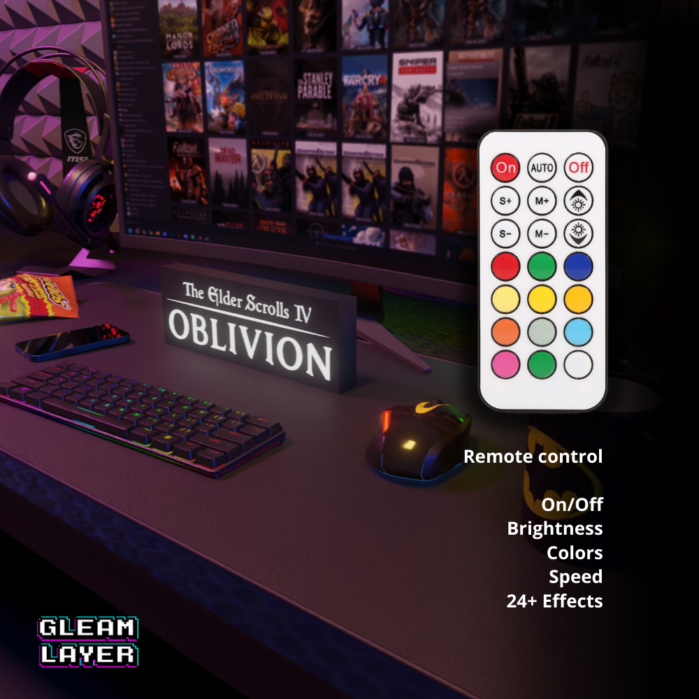 The Elder Scrolls IV Oblivion Led Gaming Lightbox RGB Sign