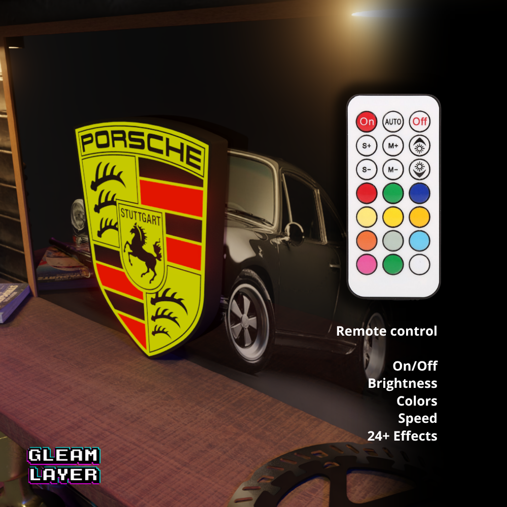 Porsche Logo Wall Display Led RGB Light Sign