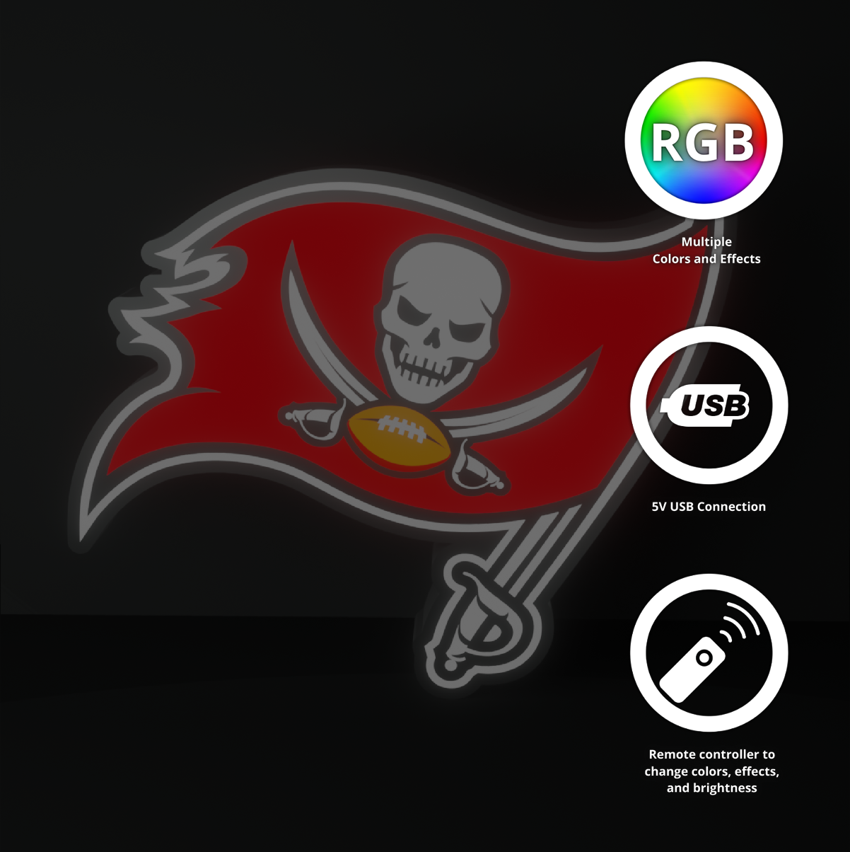 Tampa Bay Buccaneers Led Light Box NFC Team NFL National Football League Display Sign