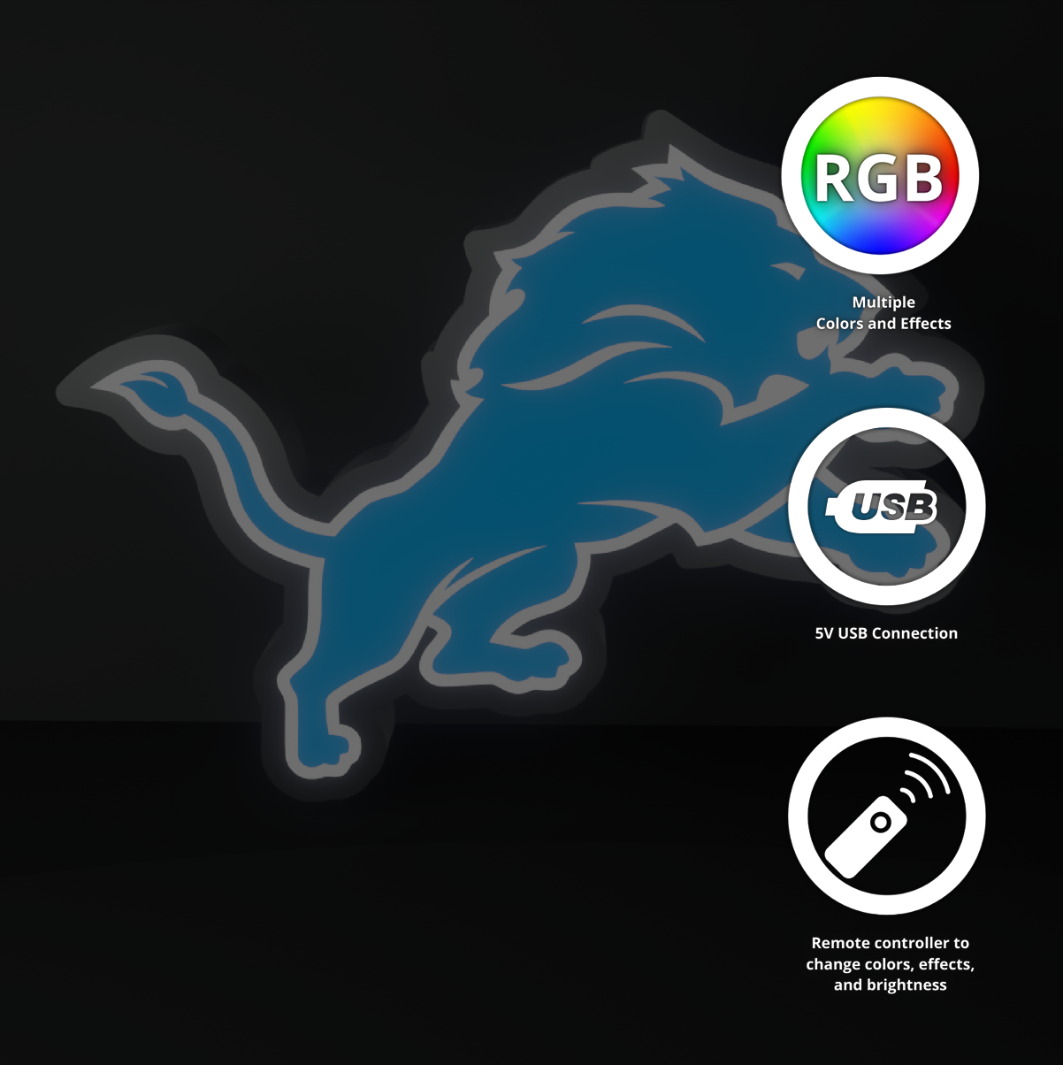Detroit Lions Led Light Box NFC Team NFL National Football League Display Sign