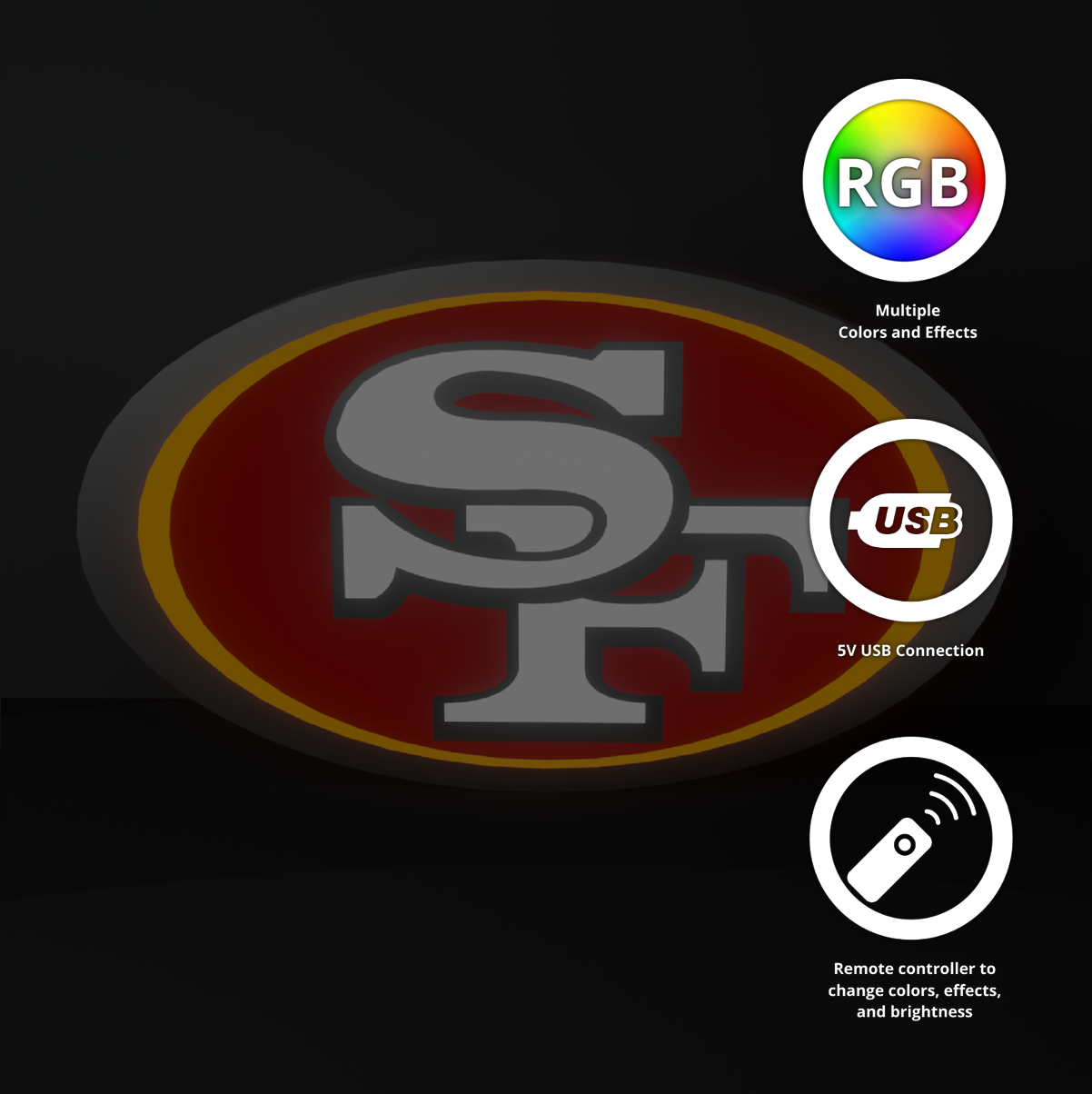 San Francisco 49ers Led Light Box NFC Team NFL National Football League Display Sign