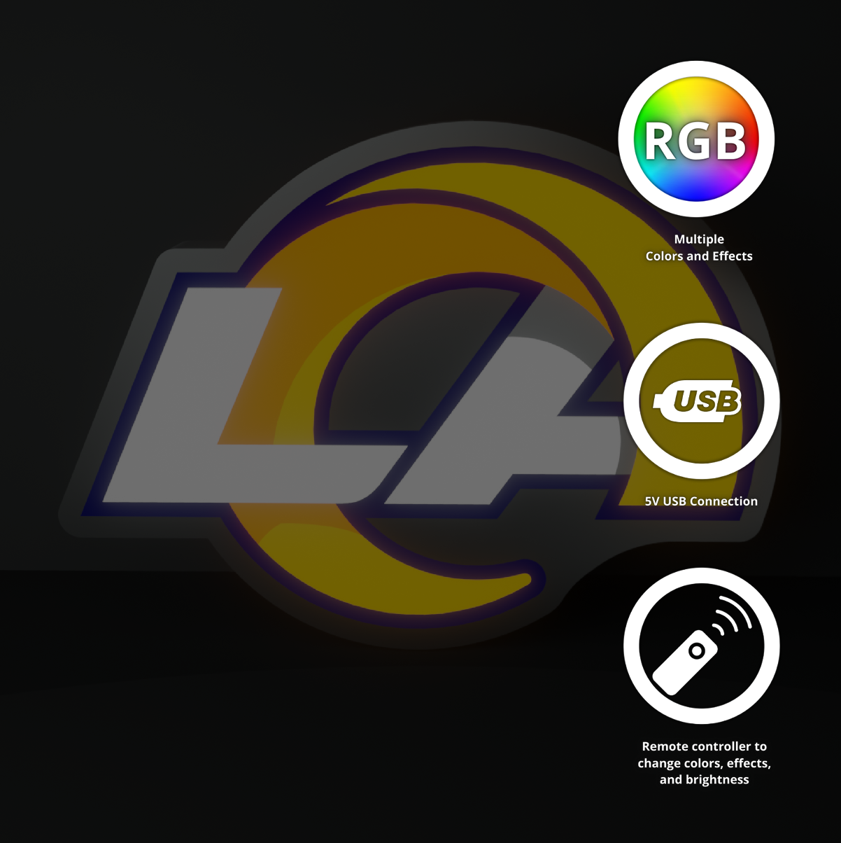 Los Angeles Rams Led Light Box NFC Team NFL National Football League Display Sign