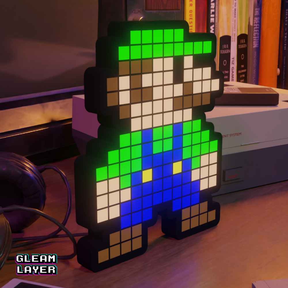 Luigi from Super Mario 8-bit Pixel Led Light