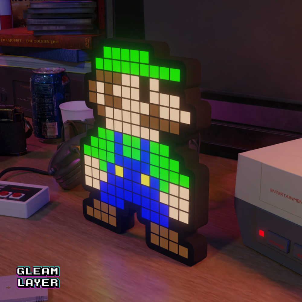 Luigi from Super Mario 8-bit Pixel Led Light