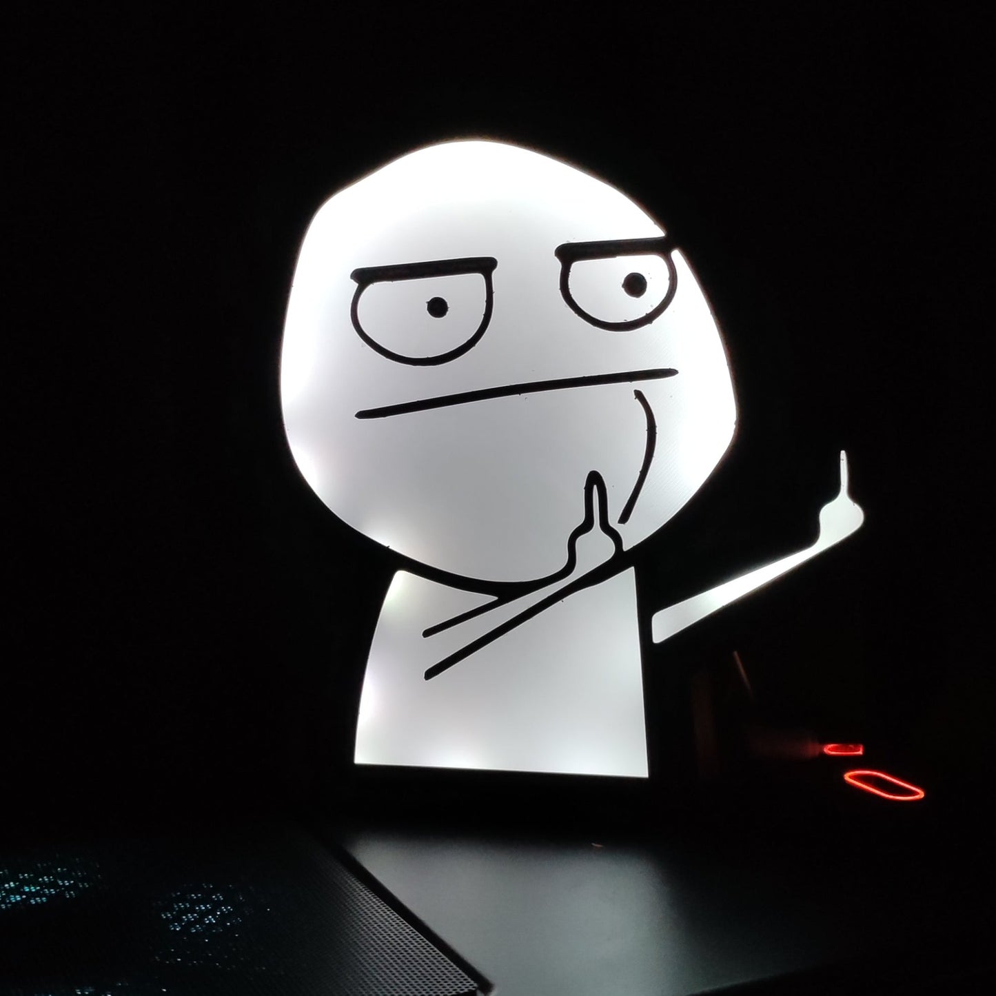 Mittelfinger Troll Gesicht Meme Neon Led Lightbox RGB Lampe | Geschenk für Ihren mürrischen Freund