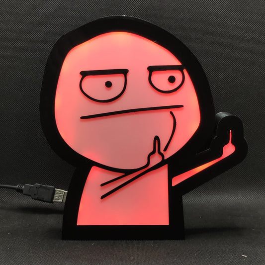 Mittelfinger Troll Gesicht Meme Neon Led Lightbox RGB Lampe | Geschenk für Ihren mürrischen Freund