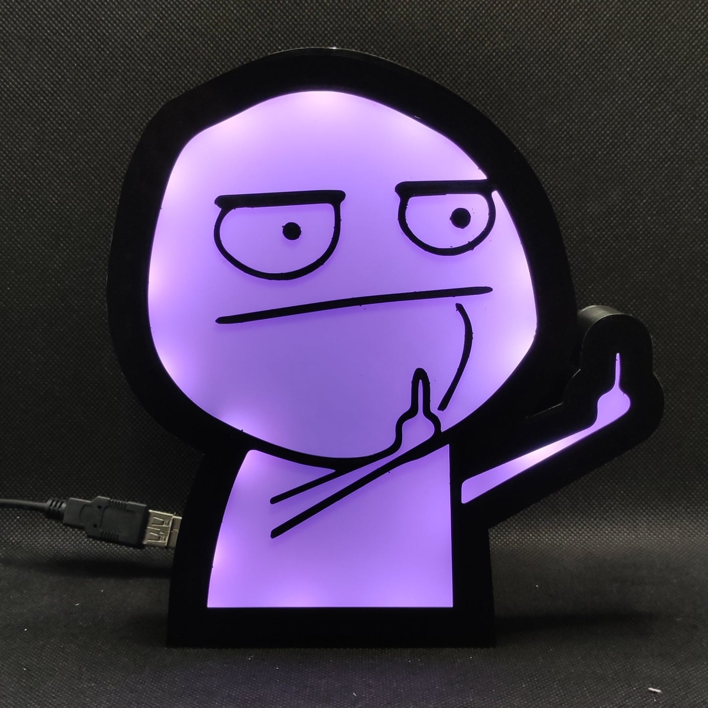 Mittelfinger Troll Gesicht Meme Neon Led Lightbox RGB Lampe | Geschenk für Ihren mürrischen Freund