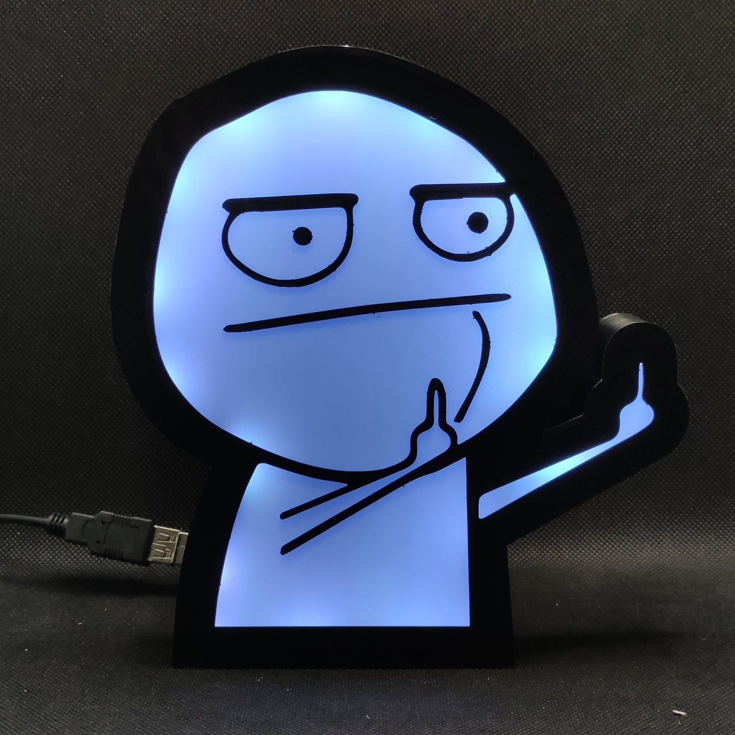 Mittelfinger Troll Gesicht Meme Neon Led Lightbox RGB Lampe | Geschenk für Ihren mürrischen Freund