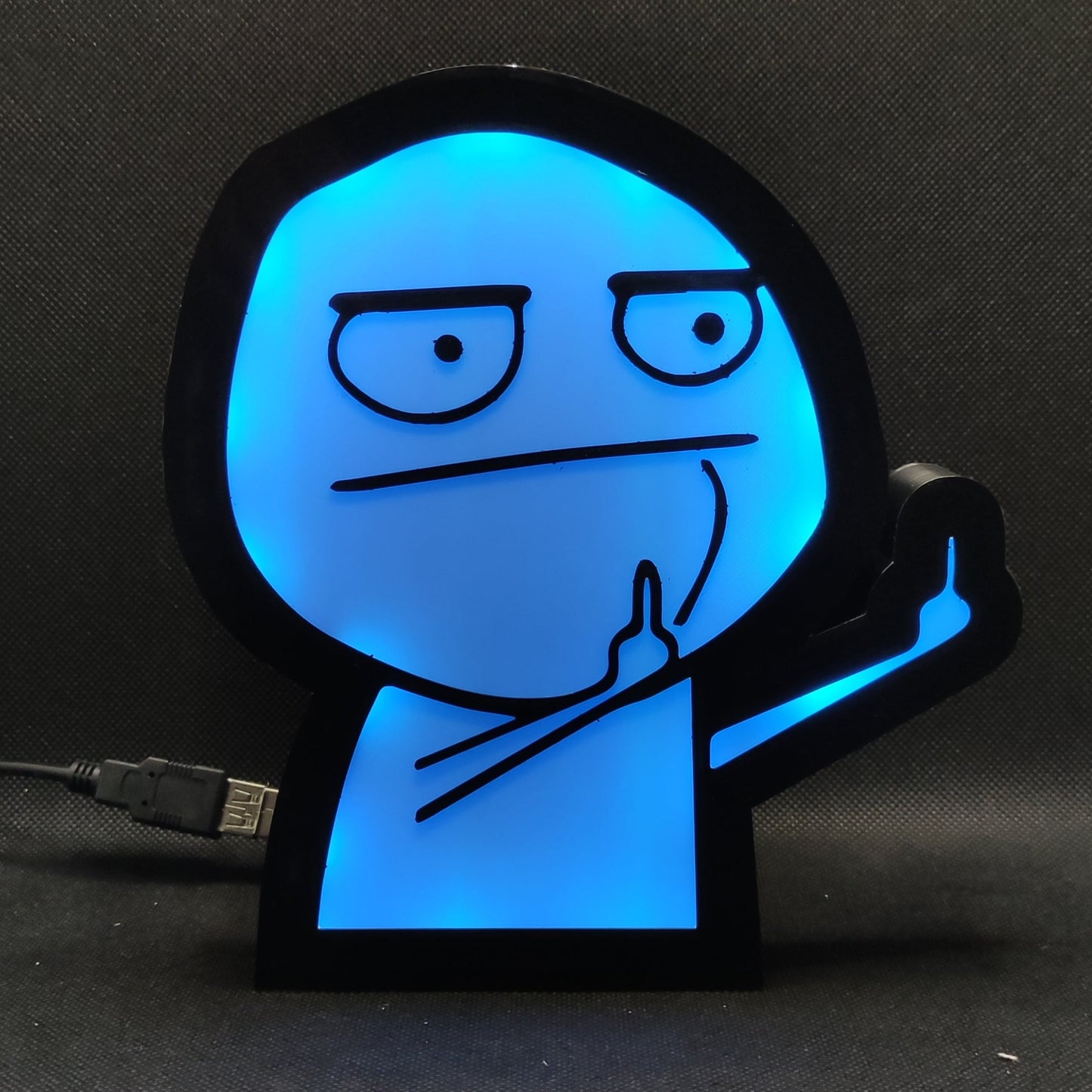 Dedo Médio Troll Face Meme Neon Led Lightbox RGB Lâmpada | Presente para seu amigo rabugento